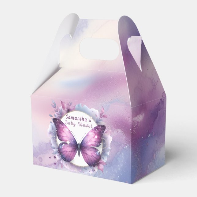 Lila Butterfly-Baby-Dusche Geschenkschachtel (Vorderseite)