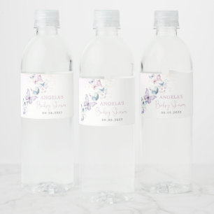 Lila Butterfly Baby Dusche Wasser Flasche Etikett