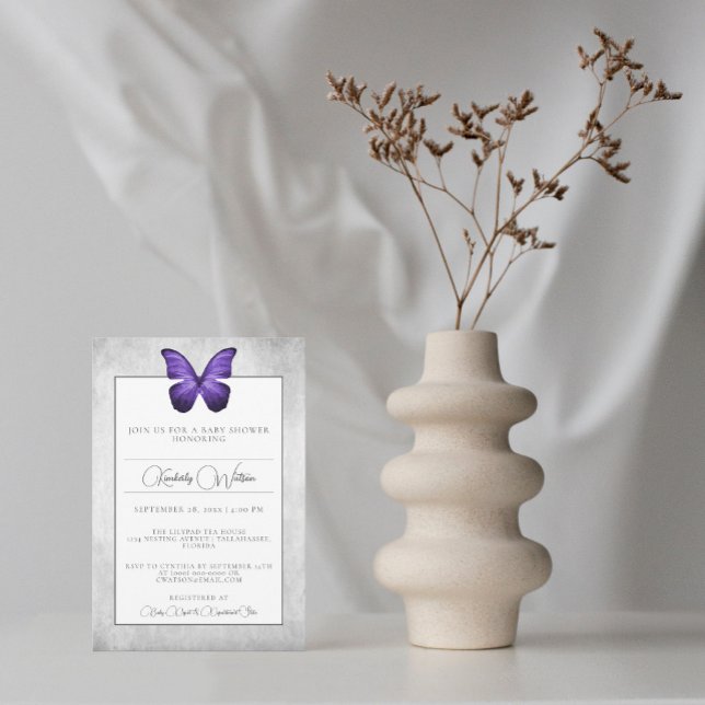 Lila Butterfly-Babydusche Einladung (Von Creator hochgeladen)