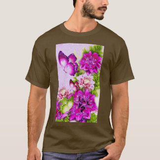 Lila Butterfly-Blumendesigns T-Shirt