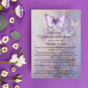 Lila Butterfly-Brautparty Einladung