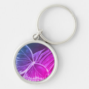 Lila Butterfly-Button-Schlüsselanhänger Schlüsselanhänger