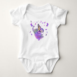Lila Butterfly Elephant Funny Baby Bodysuit Strampler