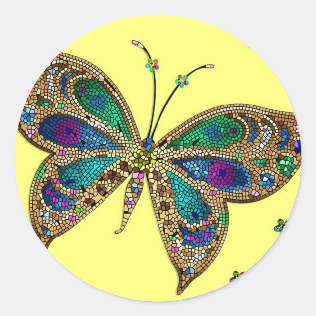 Lila Butterfly-Fibromyalgie-Aufkleber Runder Aufkleber (Vorderseite)