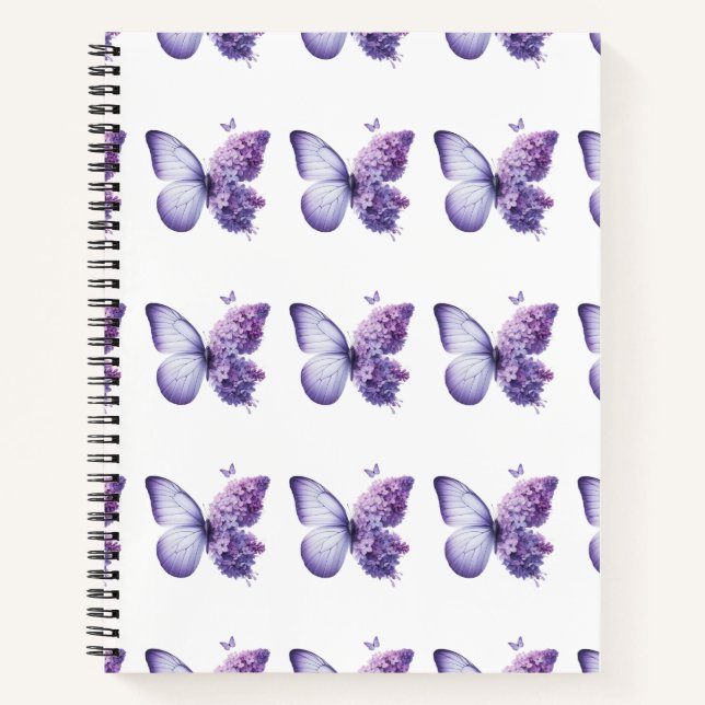 Lila Butterfly-Floral-Notebook Notizbuch (Vorderseite)