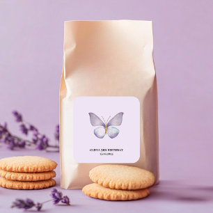 Lila Butterfly Geburtstagsparty Quadratischer Aufkleber