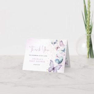 Lila Butterfly Girl Babydusche Danke Karte