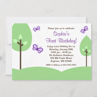Lila Butterfly-Girl Einladung