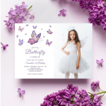 Lila Butterfly Girl Geburtstagsgeschenk Foto