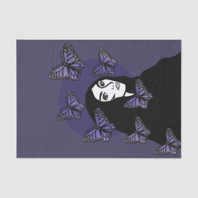 Lila Butterfly-Göttin Seidenpapier (Vorderseite)
