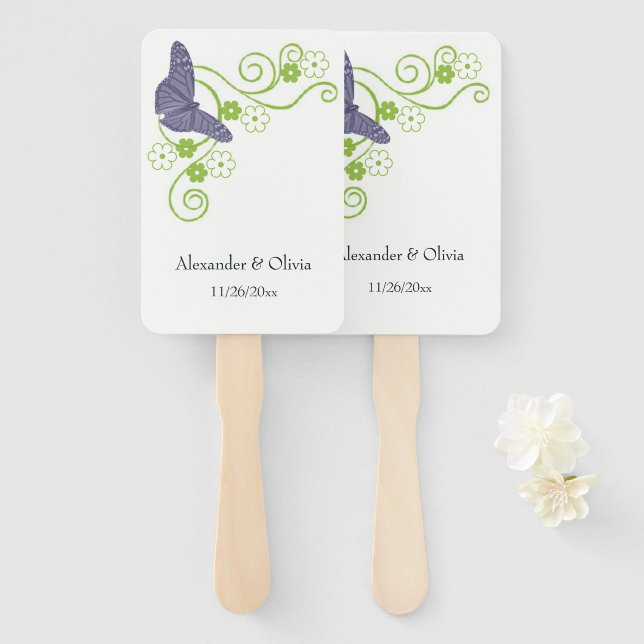 Lila Butterfly-Handfliege Fächer (Vorne und Hinten)