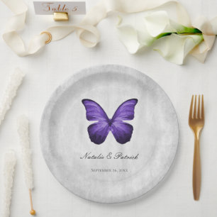 Lila Butterfly-Hochzeitspapier-Teller Pappteller