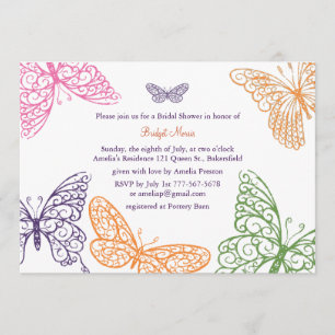 Lila Butterfly Kisses Bridal Dusche Einladung