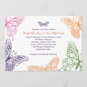 Lila Butterfly Kisses Hochzeitsempfehlung Einladung