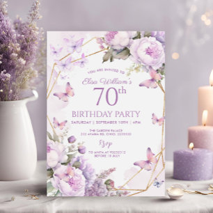Lila Butterfly Lilac Garden Party 80. Geburtstag Einladung