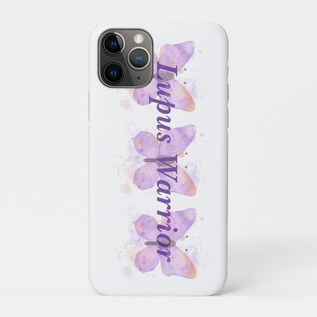 Lila Butterfly Lupus Warrior Case-Mate iPhone Hülle (Rückseite)
