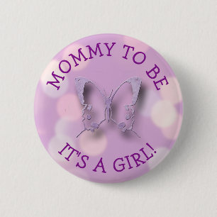 Lila Butterfly-Mommy als Baby-Dusche Button