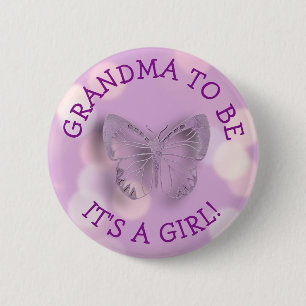 Lila Butterfly-Oma als Baby-Dusche Button