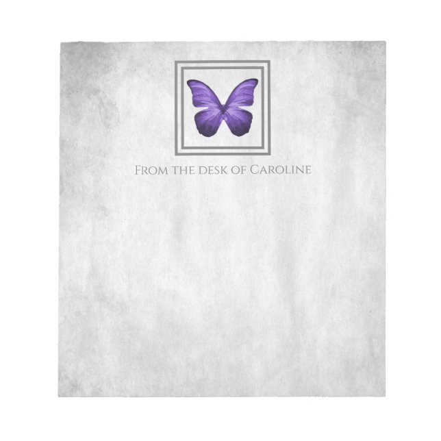 Lila Butterfly Personalisiert Notepad Notizblock (Vorderseite)