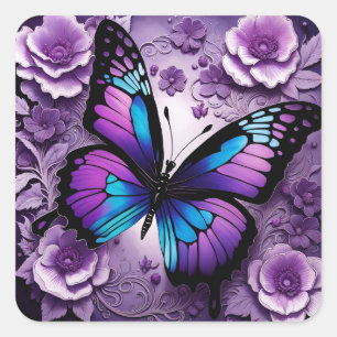 Lila Butterfly Quadratischer Aufkleber