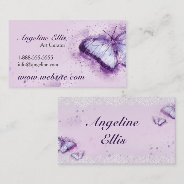 Lila Butterfly-Visitenkarte Visitenkarte (Vorne/Hinten)