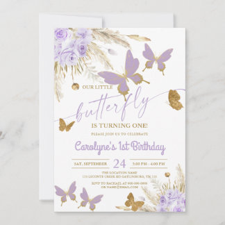 Lila Butterfly zum Geburtstag Einladung
