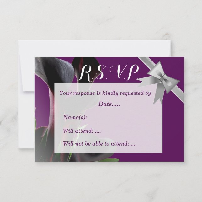 Lila Calla Lily Wedding RSVP Karte (Vorderseite)