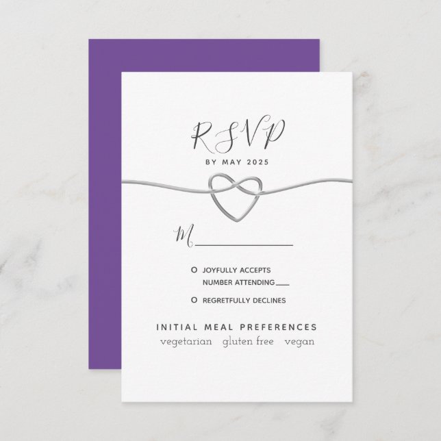 Lila Calligrafy Wedding RSVP Card (Vorne/Hinten)