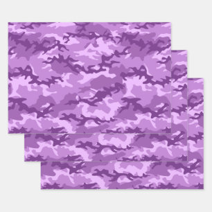 Lila Camouflage Camouflage Wrapping Paper Sheets Geschenkpapier Set