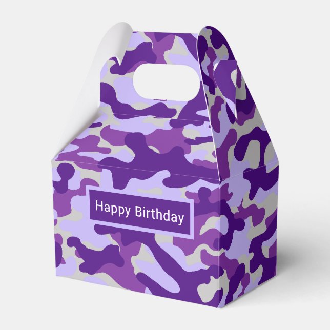 Lila Camouflage  Geschenkschachtel (Vorderseite)