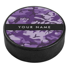 Lila Camouflage Ihr Name personalisieren Eishockey Puck