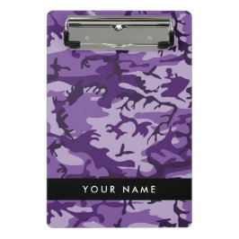 Lila Camouflage Ihr Name personalisieren Mini Klemmbrett