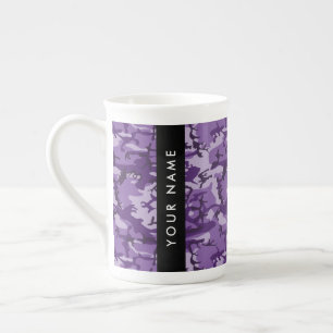 Lila Camouflage Ihr Name personalisieren Prozellantasse
