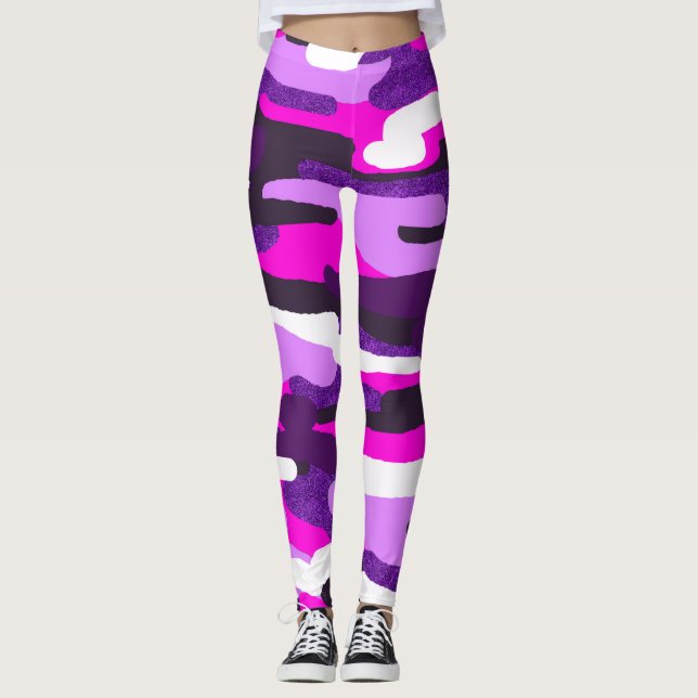 Lila Camouflage-Leggings Leggings (Vorderseite)