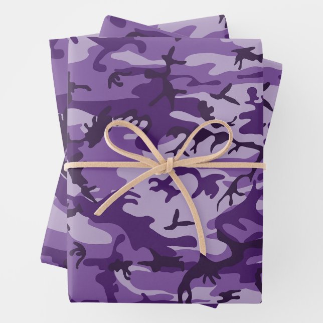 Lila Camouflage, Militär, Armee Geschenkpapier Set (Beispiel)