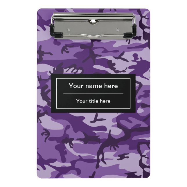 Lila Camouflage, Militär, Armee Mini Klemmbrett (Vorderseite)