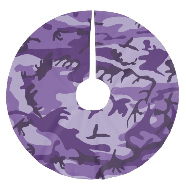 Lila Camouflage, Militär, Armee Polyester Weihnachtsbaumdecke (Vorderseite)
