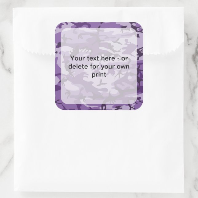 Lila Camouflage, Militär, Armee Quadratischer Aufkleber (Tasche)