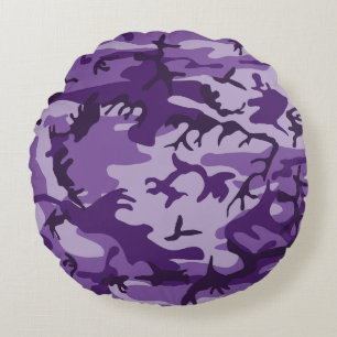 Lila Camouflage, Militär, Armee Rundes Kissen
