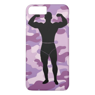 Lila Camouflage mit Bodybuilder iPhone Case