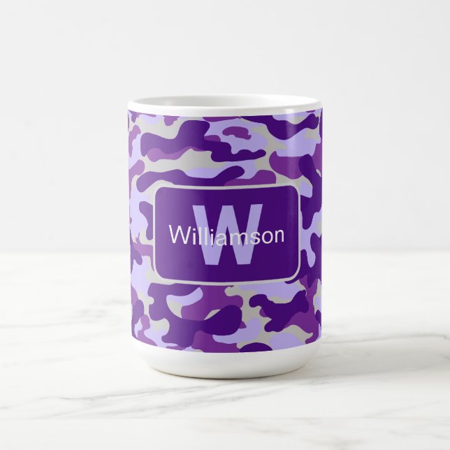 Lila Camouflage mit Personalisierung   Kaffeetasse (Mittel)