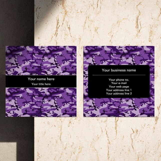 Lila Camouflage-Muster, Militär, Armee Quadratische Visitenkarte (Von Creator hochgeladen)