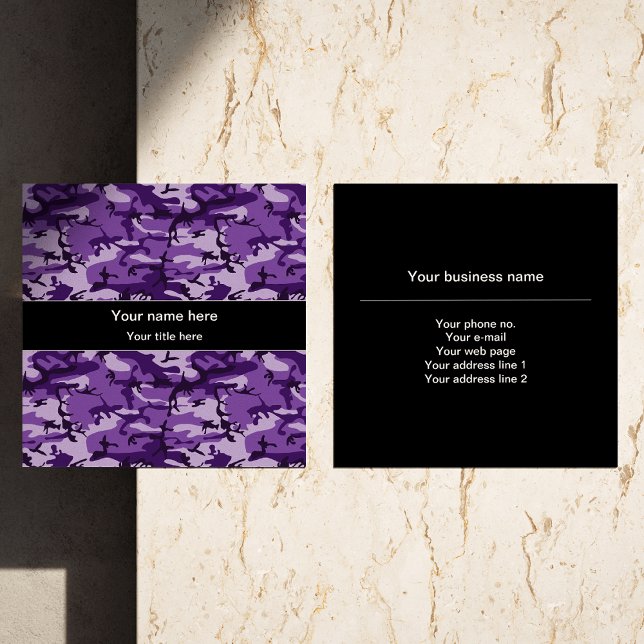 Lila Camouflage-Muster, Militär, Armee Quadratische Visitenkarte (Von Creator hochgeladen)