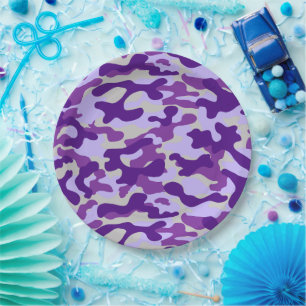 Lila Camouflage Pappteller