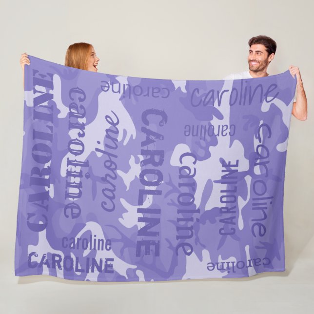 Lila Camouflage Personalisiert Fleecedecke (Beispiel)