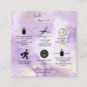 Lila Candle Care Square Business Card Quadratische Visitenkarte