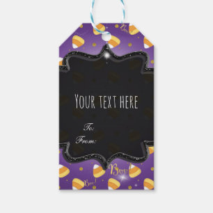 Lila Candy Corn und goldene Punkte - Whimsical Hal Geschenkanhänger