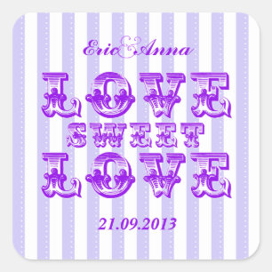 Lila Candy Stripe LOVE SWEET LOVE Aufkleber