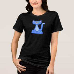 Lila Cartoon Katzenfisch T-Shirt für Katzenliebhab Tri-Blend Shirt
