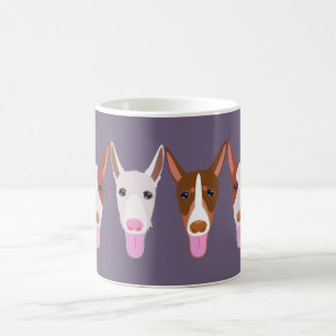 Lila Cartoon Podenco Dog Faces Kaffeetasse